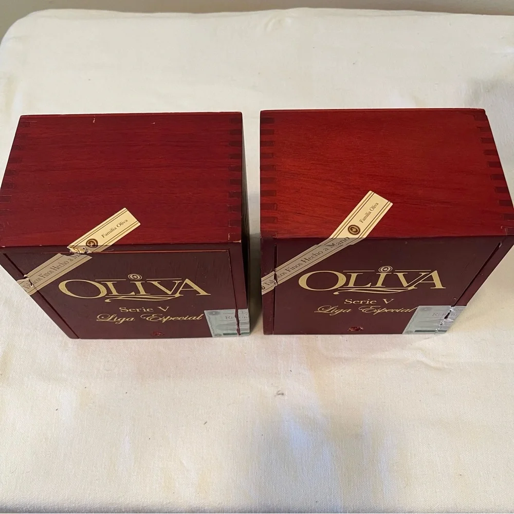 2 Oliva Series 5 Liga Especial empty cigar boxes with sliding lid